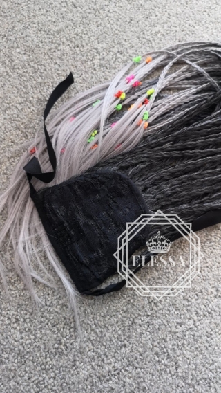 Опашка с Плитки и Връзки Омбре Черно и Сиво ELESSA