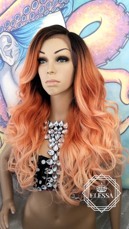 Human hair blend orange ombré lace front wig 285b6caf-45ff-4cb3-be50-  main image 4