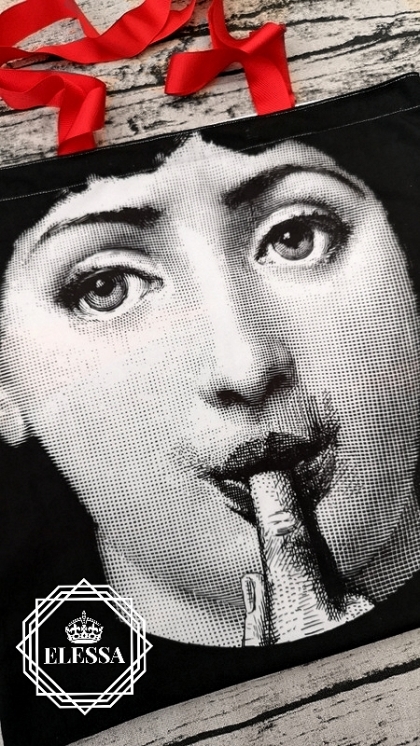 Дизайнерска Арт Чанта / Торба Принт Илюстрация Face Fornasetti (Lina Cavalieri MUSE)