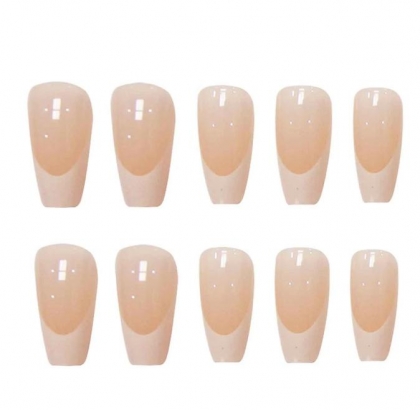 Beautiful Set - 24pcs Two Tone French Fake Press on Nail & With Double-sided Tape
