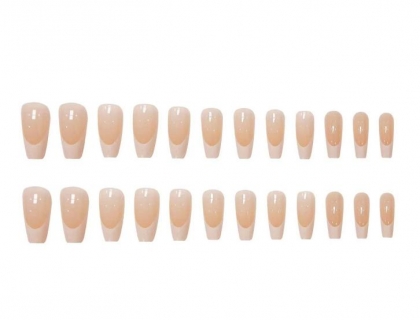 Beautiful Set - 24pcs Two Tone French Fake Press on Nail & With Double-sided Tape