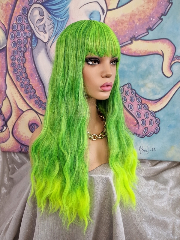 Amazing Artistic Long Wavy Hairsytle Ombre - Light Green and  display picture 3