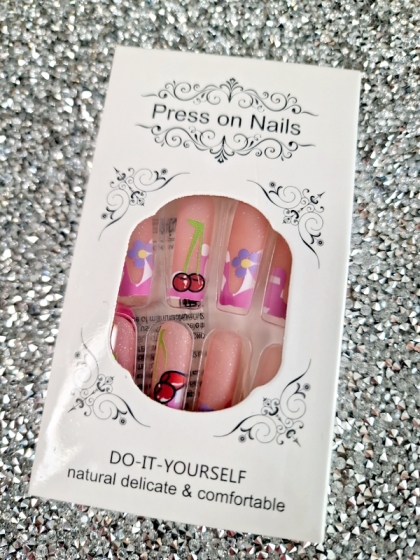 Beautiful Set - 24pcs Extra Long Sweet Pink Plaid French Frosted Matte Cherry Blossoms And Jelly Gel Design Fake Press on Nail