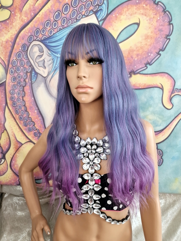 Fabulously Beautiful Long Wavy Hairstyle Ombre - Pastel Blue  display picture 2