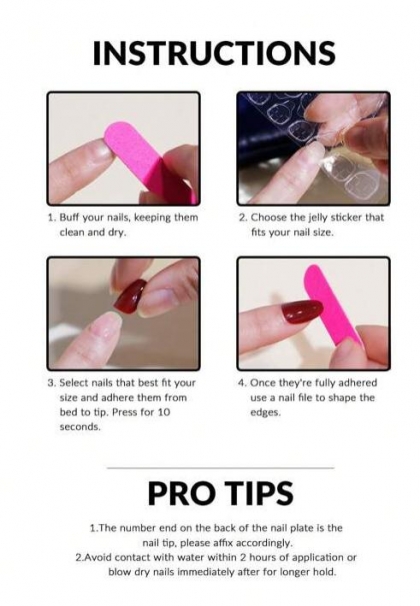Beautiful Set - 24pcs Long Almond Pink Color Design Fake Press on Nail