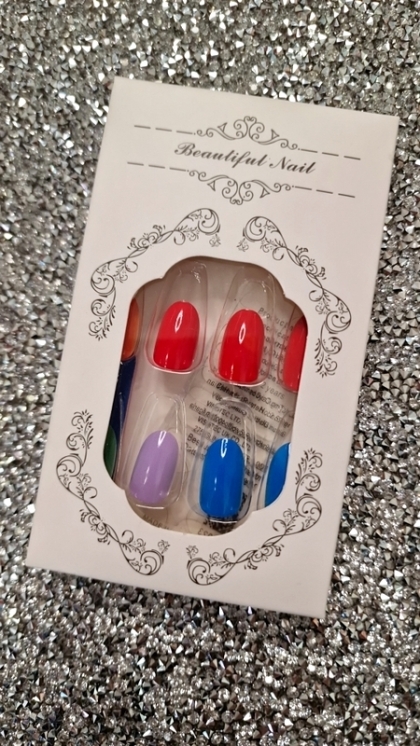Beautiful Set - 24pcs  Long Almond Shape Fake Nail With Various Colors And Simple Style / For Women And Girls Rainbow Design Fake Press on Nail