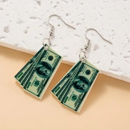 Забавни Висящи Обеци с Пачка Долари $$$ Rich GIRL / Rich BOY / Money $$$ Earrings, Нестандартни Обеци, Обеци с Долари, Обеци Пари, Щури Обеци, Обеци Онлайн, Магазин за Обеци 