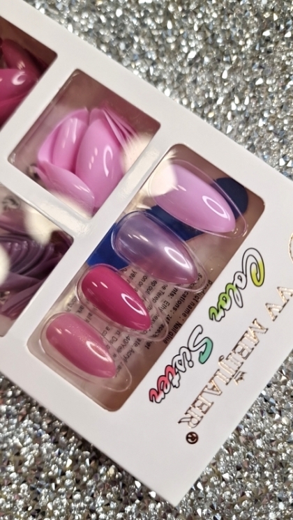 Amazing SET - 96pcs Long Almond Style Cool Mixed Solid Color Design Fake Nail