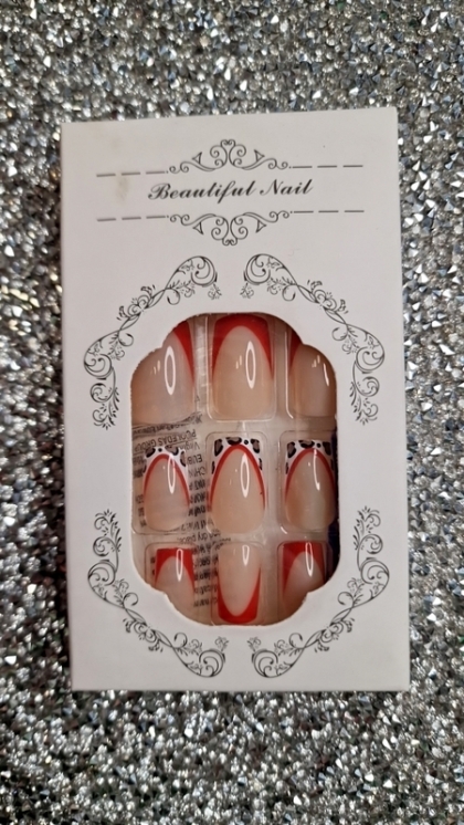 Beautiful Set - 24pcs Long Square Red Leopard Print French Tip with 3D Bow Decor Design Fake Press on Nail