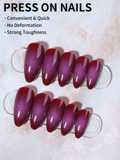Beautiful Set - 24pcs Long Almond Style Gradient Effect Elegant Design Fake Press on Nail