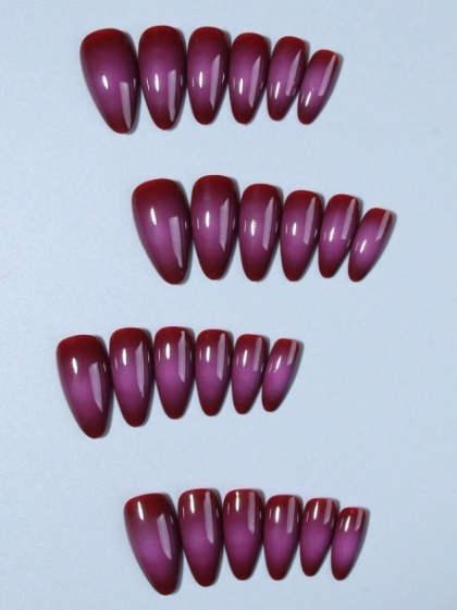Beautiful Set - 24pcs Long Almond Style Gradient Effect Elegant Design Fake Press on Nail