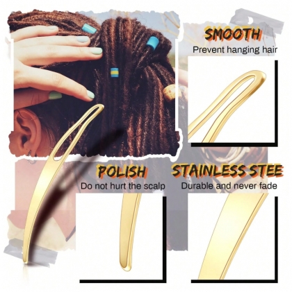 Gold Large-Eye Hair Weaving Needle – Professional Hook for Dreadlocks, Hair Extensions, and Wig Styling, Professional Gold Hair Needle – For Locticians, Stylists & Wig Makers