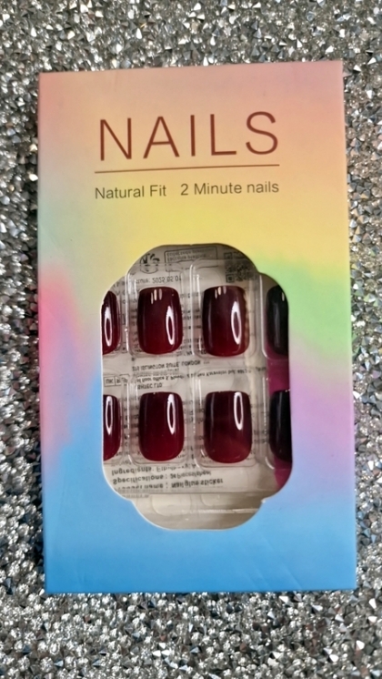 Beautiful Set - 24pcs Short Square Nails Solid Cherry Dark Burgundy Red Design Fake Press on Nail