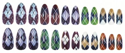Luxury Press-On False Nails Set - 24 Pieces Trendsetting Unique Manicure with a Chic Artistic Designer Line Accent, Manicure for Bold Women, Glue-On Nail Set, Harmless Manicure, Reusable Nails, Press-On Nails Online, Fashion Icon Nails