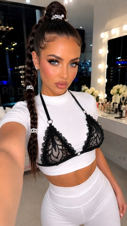 Екзотичен Черен Дантелен Bra Harness - Секси Бралет с Регулируеми Еластични Ленти, Бижу за Тяло, Клубна и Фестивална Визия, Pole Dance, Бурлеска, Rave и Сценичен Стил